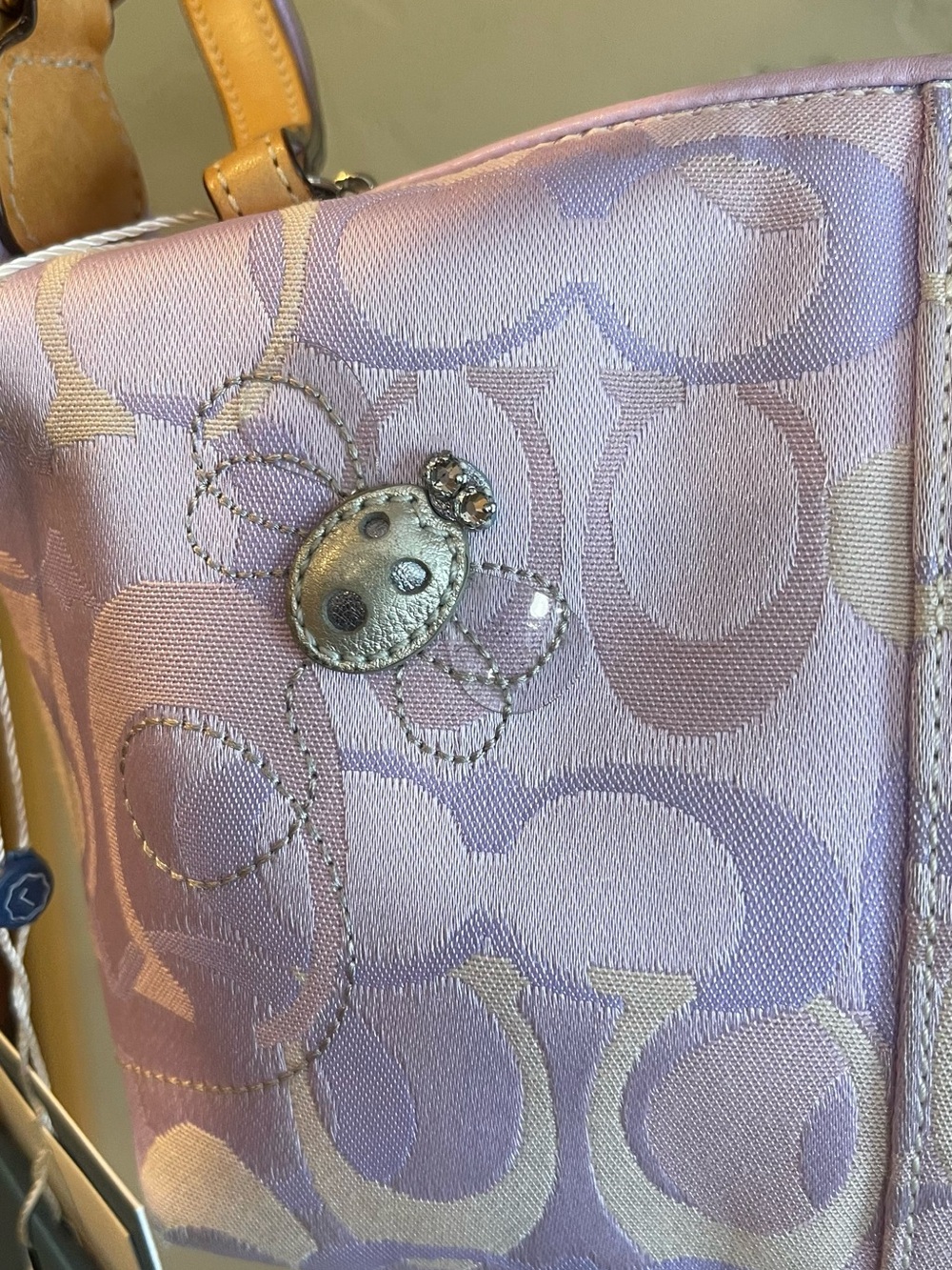 Rare Coach Lavender Signature Mini Top-Handle Bag purse purple crystal lady bag - Picture 3 of 6